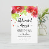 Rote, rosa Blume Hochzeitsessen Probe Einladung (Stehend Vorderseite)