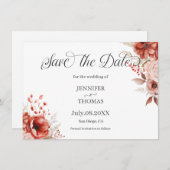 Rote Rosa Blumen Elegegant Save The Date (Vorne/Hinten)