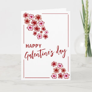 Rote rosa Blumen Galentine`s Tag Freunde  Feiertagskarte