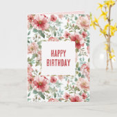 Rote rosa Blumen Geburtstag Karte (Gelbe Blume)