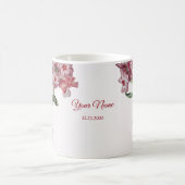 Rote rosa Blumen grüne Blätter moderne Hochzeitsfe Kaffeetasse (Mittel)
