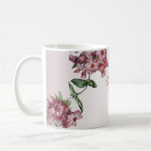 Rote rosa Blumen grüne Blätter moderne Hochzeitsfe Kaffeetasse (Links)