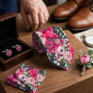 Rote rosa Blumen Krawatte