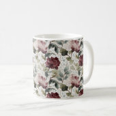 Rote rosa Blumen Regentropfen Kaffeetasse (VorderseiteRechts)