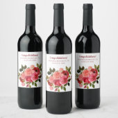Rote rosa Blumenrose Abschluss Weinetikett (Flaschen)