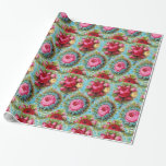 ROTE ROSA GELBE ROSEN IM BLAU GESCHENKPAPIER<br><div class="desc">Eleganter,  bunter Vintager Blumenentwurf,  rote rosa gelbe Kohl-Rose auf Aqua blaues aquamarines background.with ein schwarzer Streifen,  nobler Monogrammentwurf mit hellen Farben. Leicht kundengerecht mit Ihren Initialen für wedding,  besondere Anlässe,  Geburtstage,  Bonbon 16,  quinceanera,  Brautpartys,  Jahrestagsfeiermitteilungen</div>