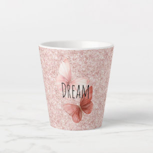 Rote Rosa Glitter Schmetterlinge Milchtasse