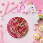 Rote & Rosa Goldstrudel-Party-Teller Pappteller (Party)