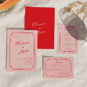 Rote + Rosa handgeschriebene Hochzeitsprobe-Dinner