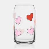 Rote & rosa handgezeichnete Herzen Can Glas (Rechts)