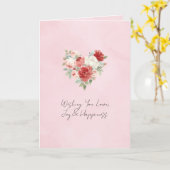 Rote rosa Herz Blumenhochzeit Karte (Gelbe Blume)