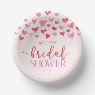 Rote rosa Herzen Brautparty Valentinstag  Pappteller