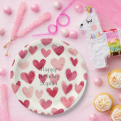Rote rosa Herzen Geburtstag Pappteller (Party)
