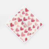 Rote rosa Herzen Geburtstag Serviette (Ecke)