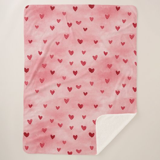 Rote rosa Herzen Liebe   Sherpadecke (Vorderseite)