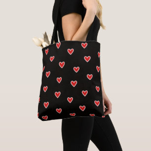 Rote rosa Herzen Schwarz  Tasche