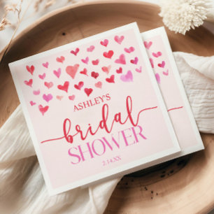 Rote rosa Herzen Valentinstag Brautparty  Serviette