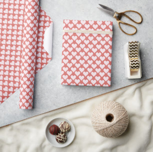 Rote rosa Herzen Valentinstag Liebe Geschenkpapier