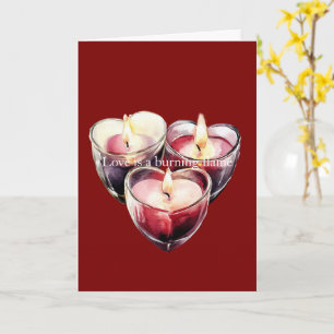Rote rosa Herzkerzen Liebe ist eine Flamme Karte