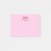 Rote Rosa Minimale Saubere Initialen Post-it Klebezettel (Vorderseite)