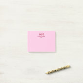 Rote Rosa Minimale Saubere Initialen Post-it Klebezettel (Auf Schreibtisch)