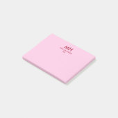 Rote Rosa Minimale Saubere Initialen Post-it Klebezettel (angewinkelt)