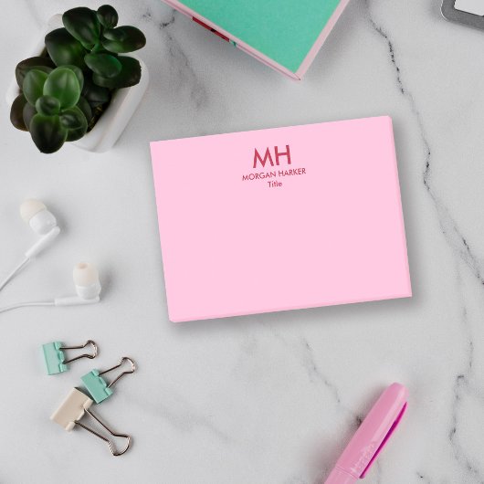 Rote Rosa Minimale Saubere Initialen Post-it Klebezettel