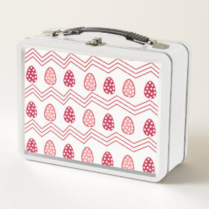 Rote rosa Ostereier Ostern Muster        Metall Brotdose