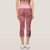 Rote rosa Paisley Capri Leggings LARGE (Rückseite)