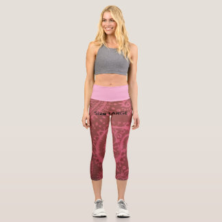 Rote rosa Paisley Capri Leggings LARGE