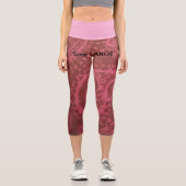 Rote rosa Paisley Capri Leggings LARGE (Vorderseite)