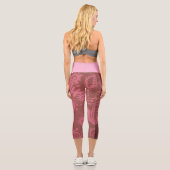 Rote rosa Paisley Capri Leggings SMALL (Rückseite)
