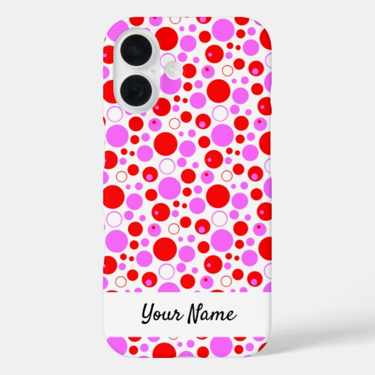 Rote rosa Punkte und Kreise editierbar Case-Mate iPhone Hülle (Rückseite)
