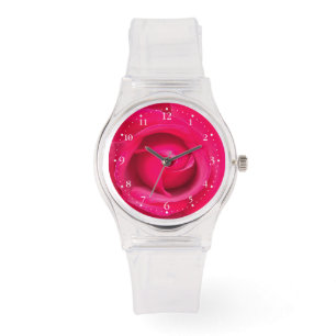 Rote Rosa Rose Armbanduhr