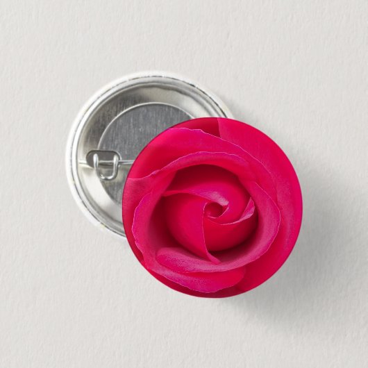 Rote Rosa Rose Button (Vorne & Hinten)