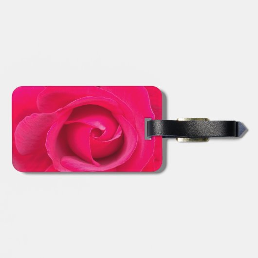 Rote Rosa Rose Gepäckanhänger (Rückseite horizontal)