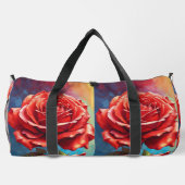 Rote, rosa Rose Große Duffeltasche Duffle Bag (Rückseite)