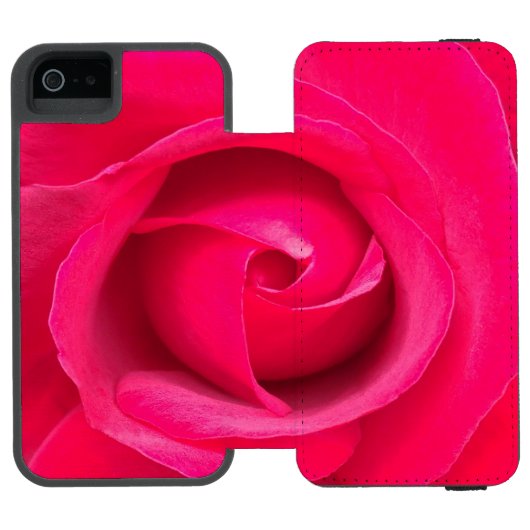 Rote Rosa Rose Incipio iPhone Geldbeutel-Hülle (Folio Geöffnet)