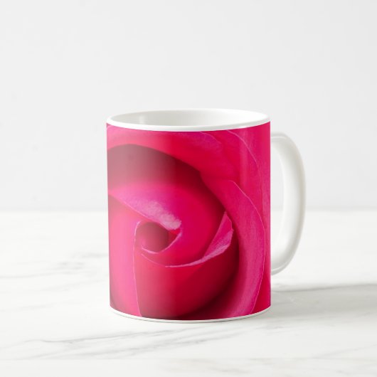 Rote Rosa Rose Kaffeetasse (VorderseiteRechts)
