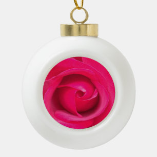 Rote Rosa Rose Keramik Kugel-Ornament