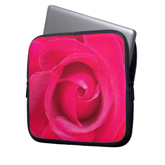 Rote Rosa Rose Laptopschutzhülle (Vorderseite Links)