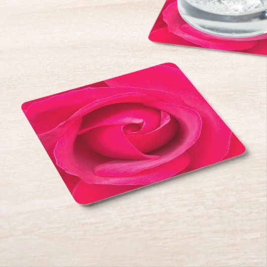 Rote Rosa Rose Rechteckiger Pappuntersetzer (angewinkelt)