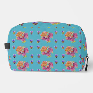 Rote rosa Rose Shabby Chic Türkis Aqua Floral Blum Waschbeutel