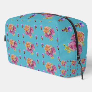 Rote rosa Rose Shabby Chic Türkis Aqua Floral Blum Waschbeutel
