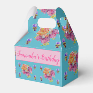 Rote rosa Rose Shabby Chic Türkis Aqua Floral Geschenkschachtel
