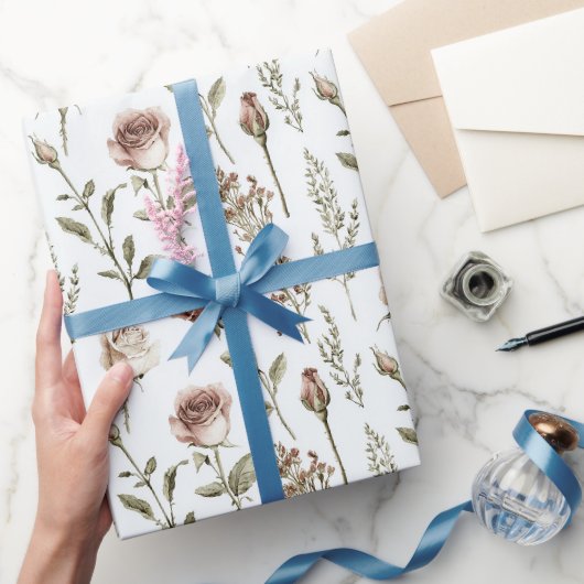 Rote rosa Rosen Blumen Geburtstag Geschenkpapier (Schenken)