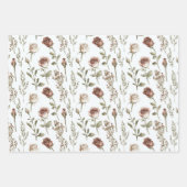 Rote Rosa Rosen Blumen Geburtstag Geschenkpapier Set (Vorderseite)