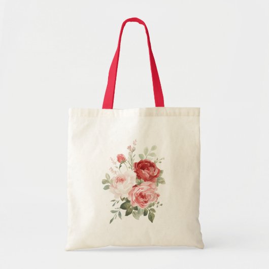 Rote rosa Rosen Blumen Tragetasche (Vorne)