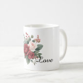 Rote rosa Rosen Blumenliebe Kaffeetasse (VorderseiteRechts)