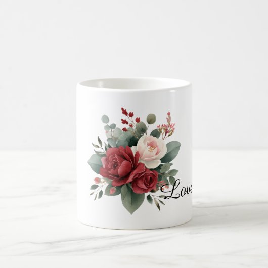 Rote rosa Rosen Blumenliebe Kaffeetasse (Mittel)